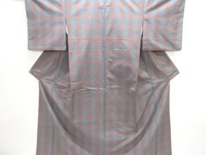 格子模様織り出し手織り紬着物